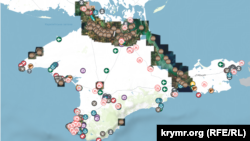 На онлайн-карте Крым.Реалии 346 пунктов в 12 категориях