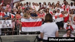 Сьвятлана Ціханоўская выступае перад беларускай дыяспарай у Нью-Ёрку 25 ліпеня