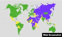 Freedom House жасаған 2012 жылғы әлемдегі еркіндік картасы.
