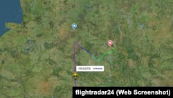 Ryanair әуе компаниясының Афины- Вильнюс рейсінің бұрылған сәті. flightradar сайты, 23 мамыр, 2021